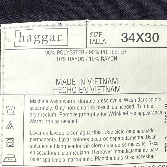 Haggar Men's Classic Fit Flat Front Navy Blue Dress Pants Sz 34X30 Comfort Waist - Picture 6 of 10